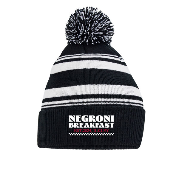 Negroni Breakfast - Embroidered Bobble Hat - Black Thumbnail